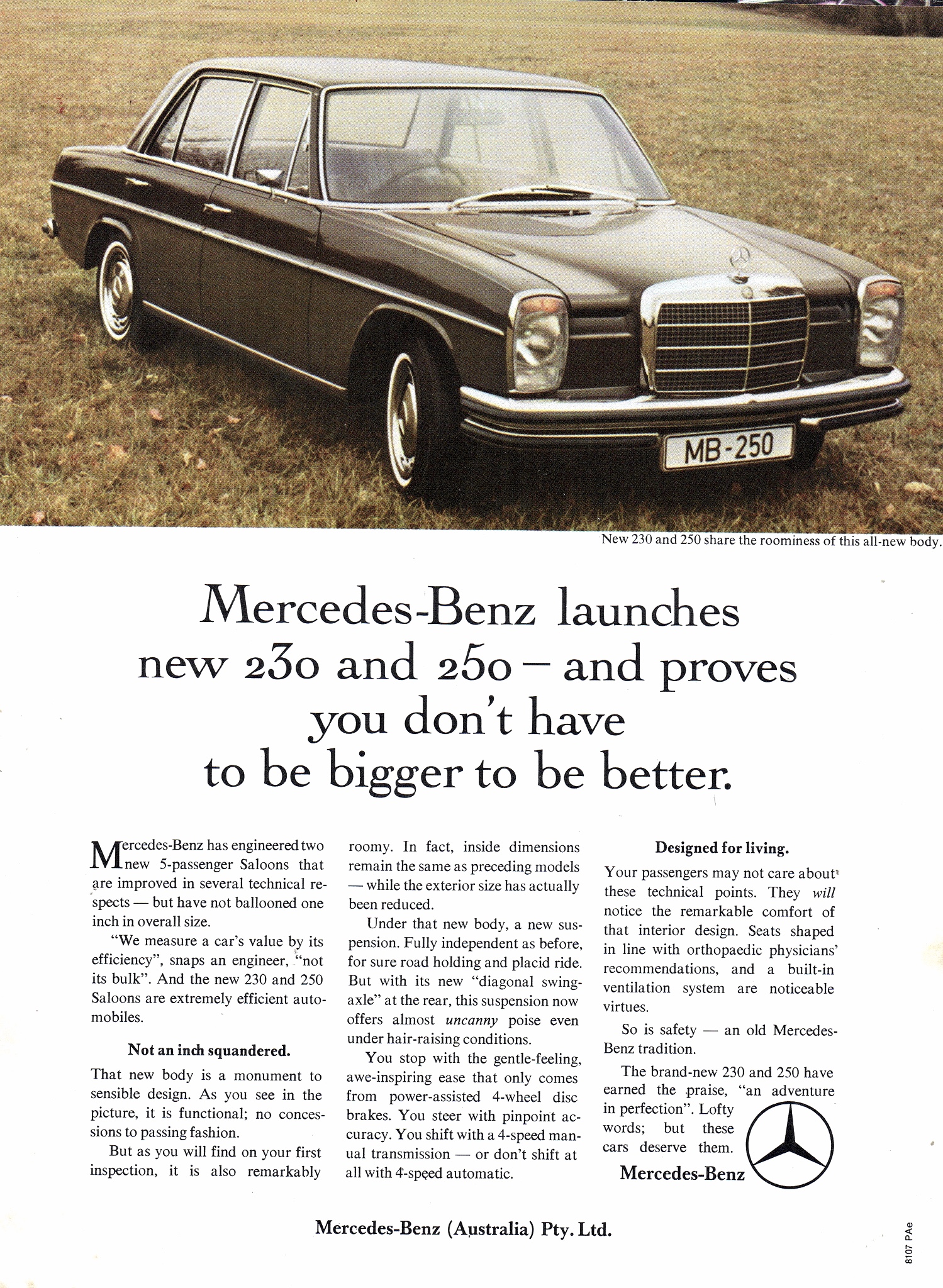 1968 Mercedes-Benz 230 & 250 Compact Sedan